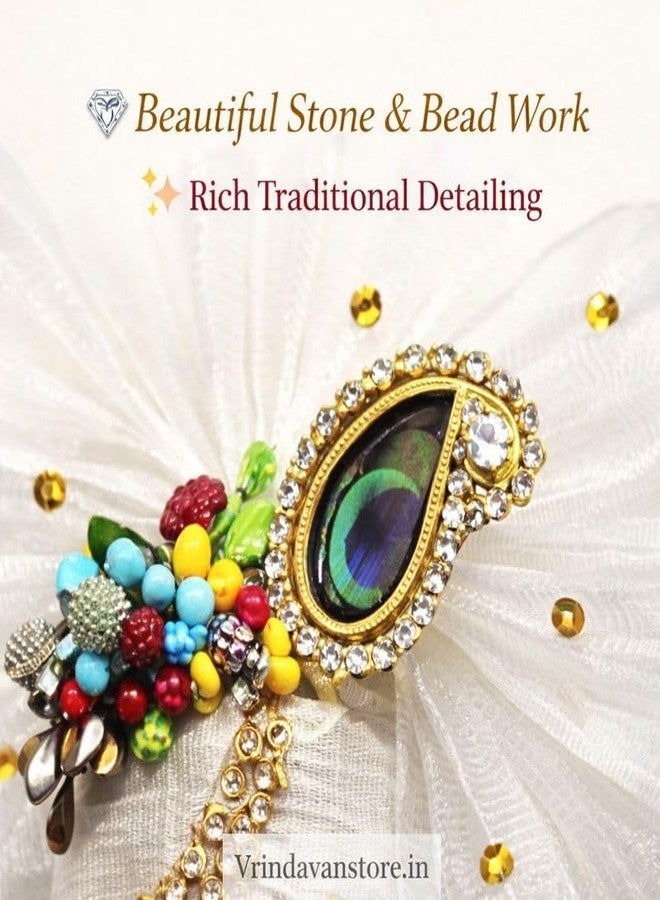 Vrindavanstore.in Laddu Gopal Pagdi الحجم 3 رقم. | التقليدية كريشنا جي باغدي موكوت | بال جوبال باجدي لشرينجار | كانها جي باغدي لبوجا اليومية والمهرجانات | باغدي الزخرفية للمنزل ماندير - Image 2